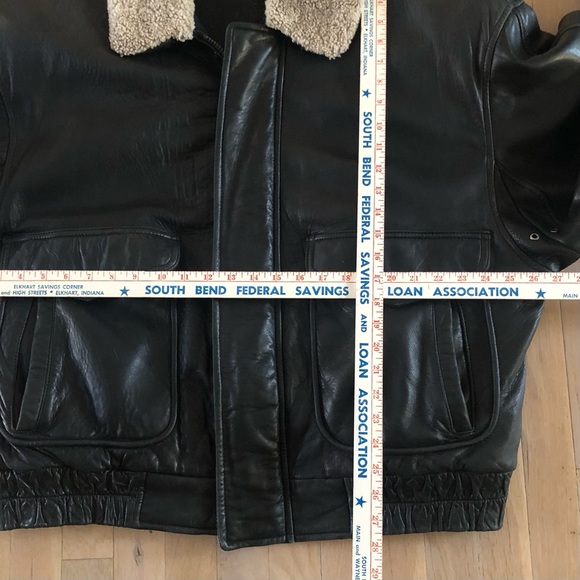 Hugo Boss Black Soft Leather Removeable Sheepskin Collar Bomber Jacket Men's 46 - Picture 14 of 16